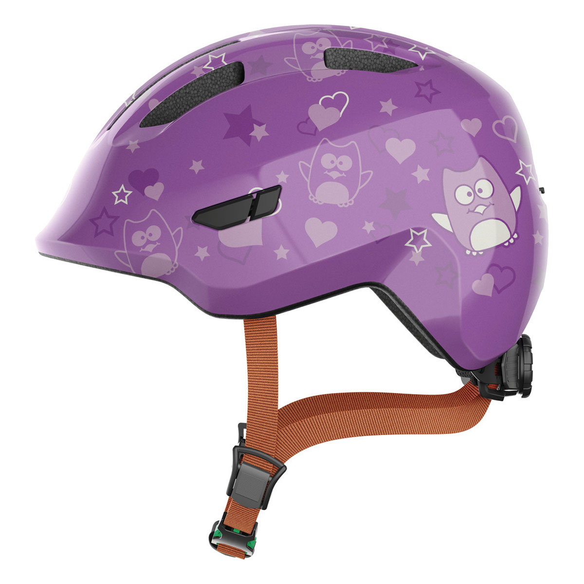ABUS Hjälm Smiley 3.0 Purple Star - GRÖNT SPÄNNE i gruppen CYKELKLÄDER & UTRUSTNING / CYKELHJÄLM / Cykelhjälm Barn hos Sävedalens Cykel - 1956 (96699-4550r)
