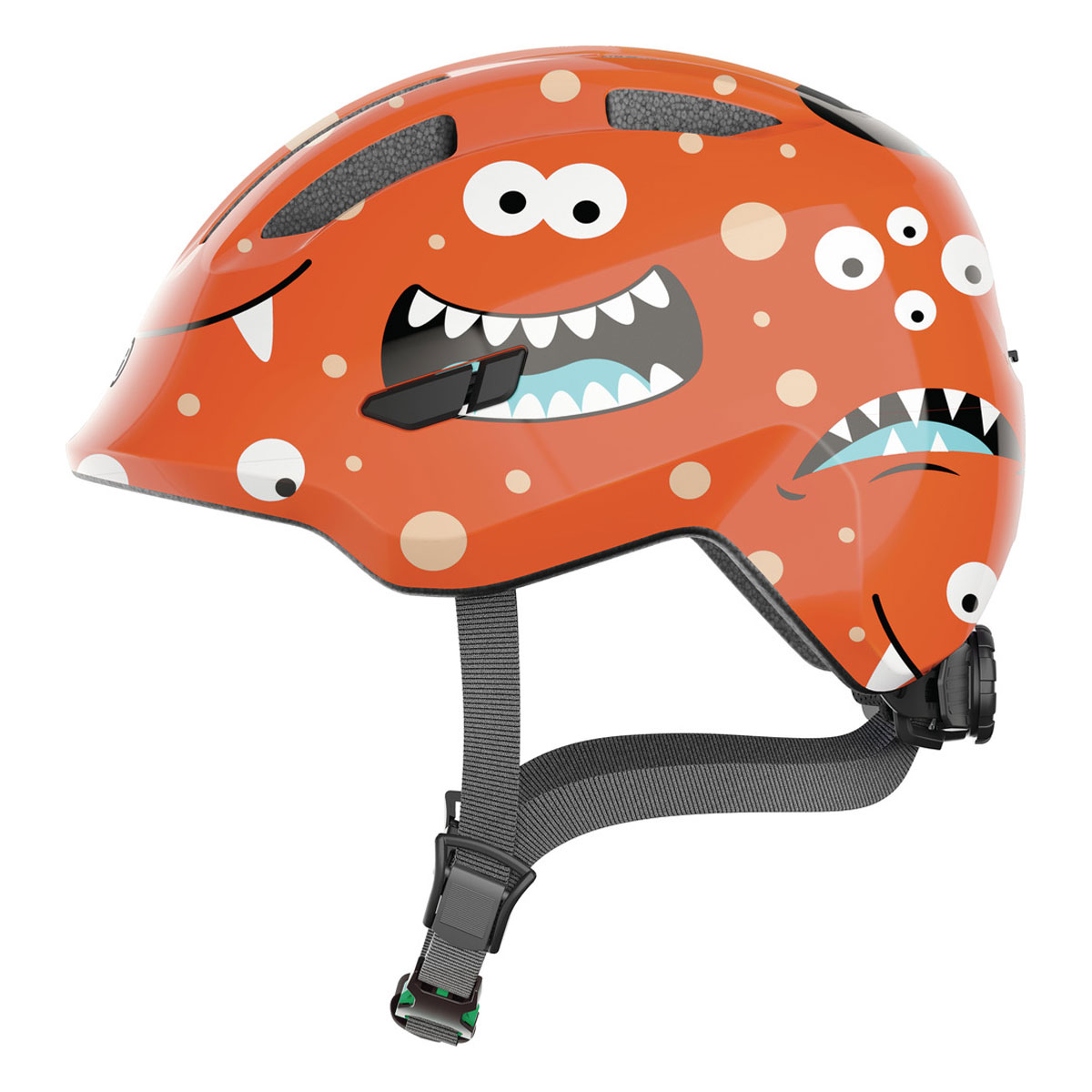 ABUS Hjälm Smiley 3.0 Orange Monster - GRÖNT SPÄNNE i gruppen CYKELKLÄDER & UTRUSTNING / CYKELHJÄLM / Cykelhjälm Barn hos Sävedalens Cykel - 1956 (96703-4550r)
