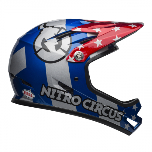 Full Face Nitro Circus Gloss Silver/Blue/Red i gruppen CYKELKLÄDER & UTRUSTNING / CYKELHJÄLM / DH/Enduro hos Sävedalens Cykel - 1956 (BE7102820r)