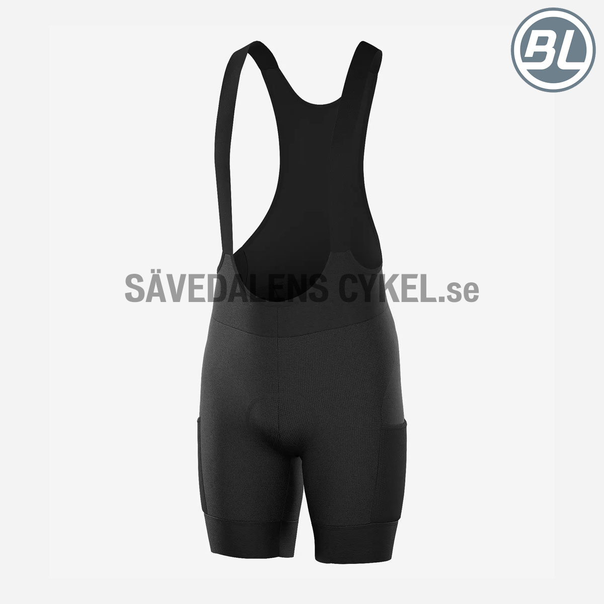 Men's cycling bib shorts FANGO Black with lateral pockets i gruppen CYKELKLÄDER & UTRUSTNING / CYKLELKLÄDER / Byxa LVG / Unisex hos Sävedalens Cykel - 1956 (BL45316-001-Sr)