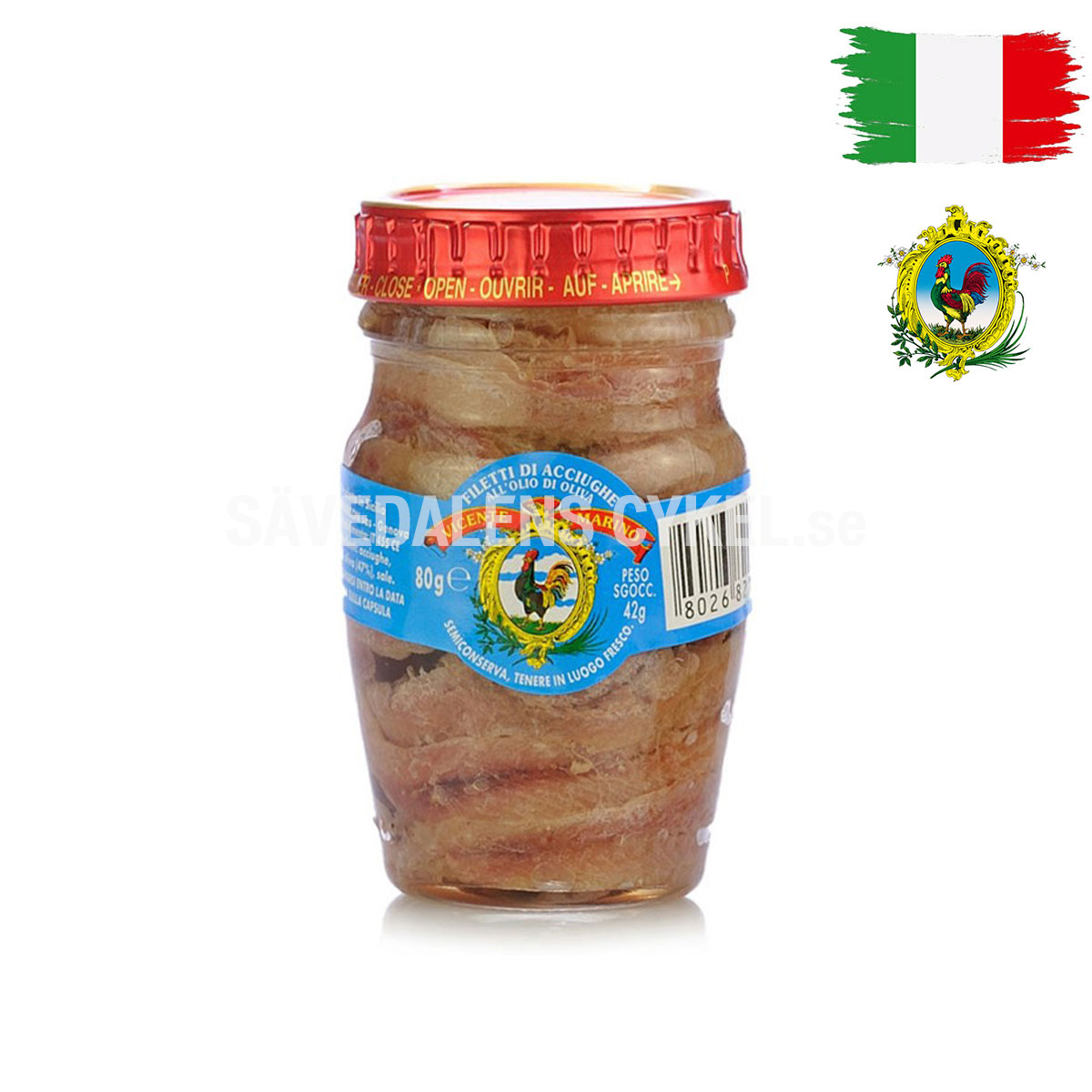 VICENTE MARINO Filetti di acciughe in olio di oliva - 80g i gruppen KOST/KROPP / DELI SHOP - DELIKATESSBUTIK hos Sävedalens Cykel - 1956 (IL-1817)