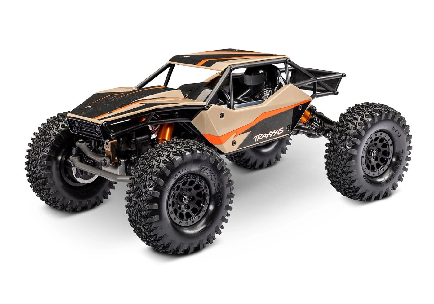 Traxxas TXC-4M 1/18 Extreme Crawler TAN RTR - 3S LiPo/USB Laddare i gruppen RC - RADIOSTYRT / CRAWLER/SCALE TRAIL hos Sävedalens Cykel - 1956 (TRX120074-1-TAN)