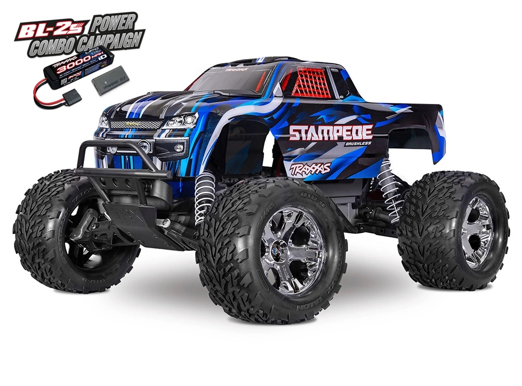 Mässpris till 29/3 Traxxas Stampede 2WD 1/10 RTR TQ BL-2s HD Blå i gruppen RC - RADIOSTYRT / MONSTER TRUCK hos Sävedalens Cykel - 1956 (TRX36354-4-Blue)