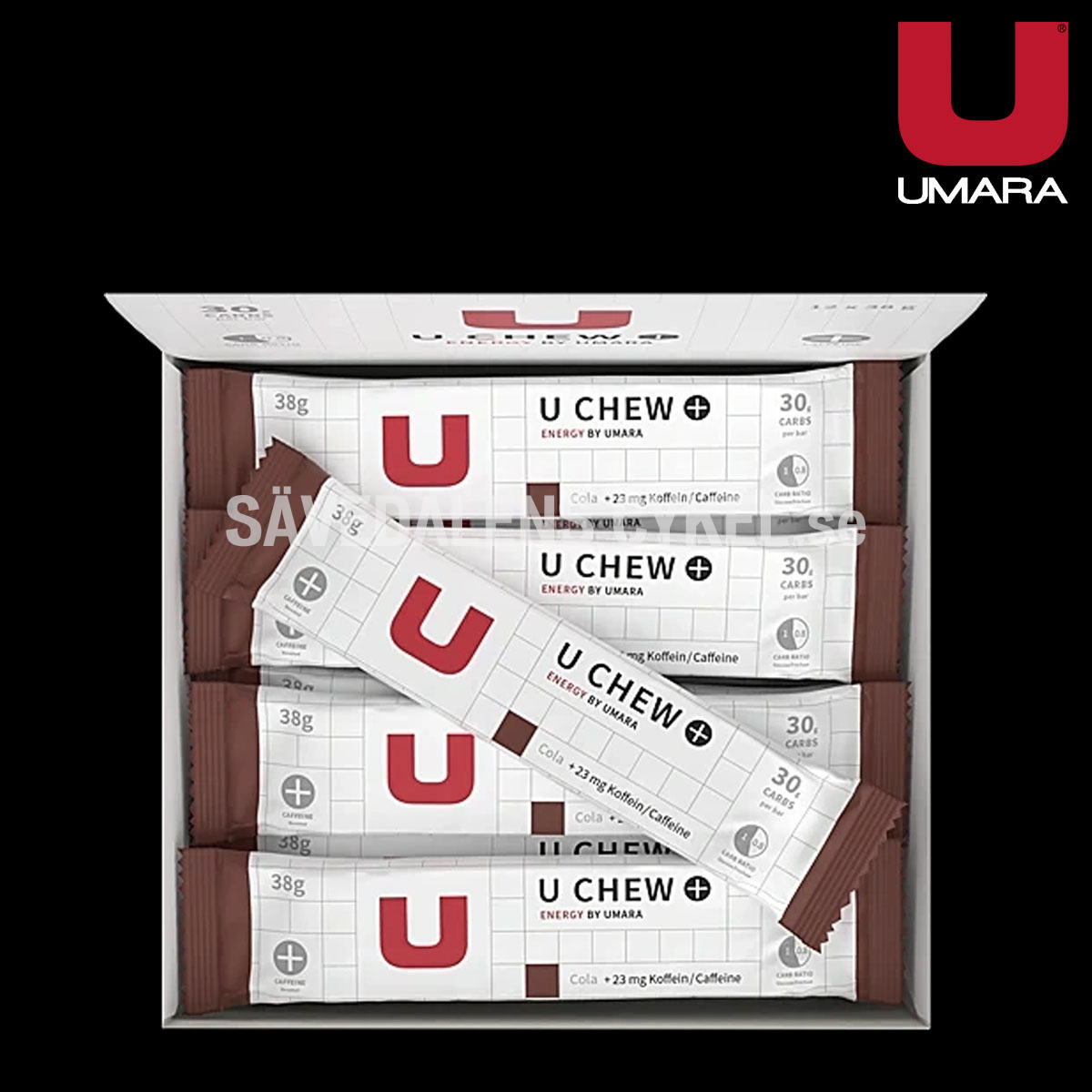 U Chew Cola + koffein (12-pack) (30g Carbs) i gruppen ENERGITILLSKOTT hos Sävedalens Cykel - 1956 (U-25011)