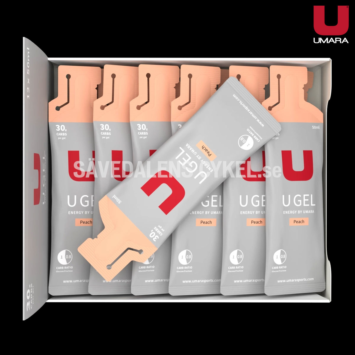 UMARA Gel Persika (30g Carbs) 12-PACK i gruppen ENERGITILLSKOTT hos Sävedalens Cykel - 1956 (U-26241)
