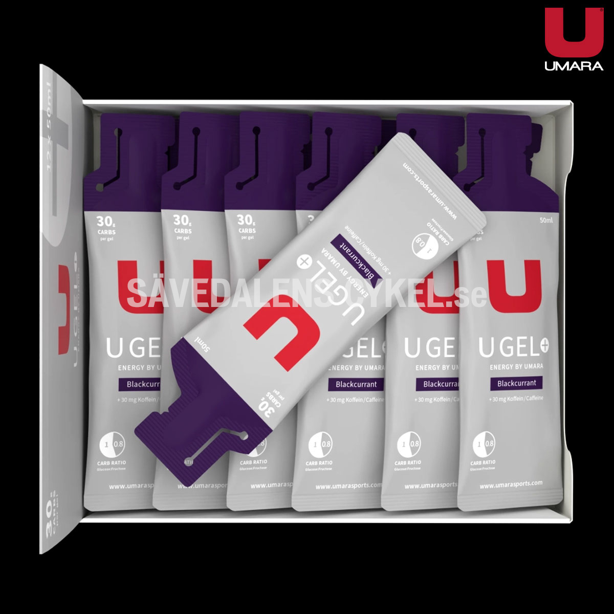 UMARA Gel Svartvinbär + koffein (30g Carbs) 12-PACK i gruppen ENERGITILLSKOTT hos Sävedalens Cykel - 1956 (U-26279)