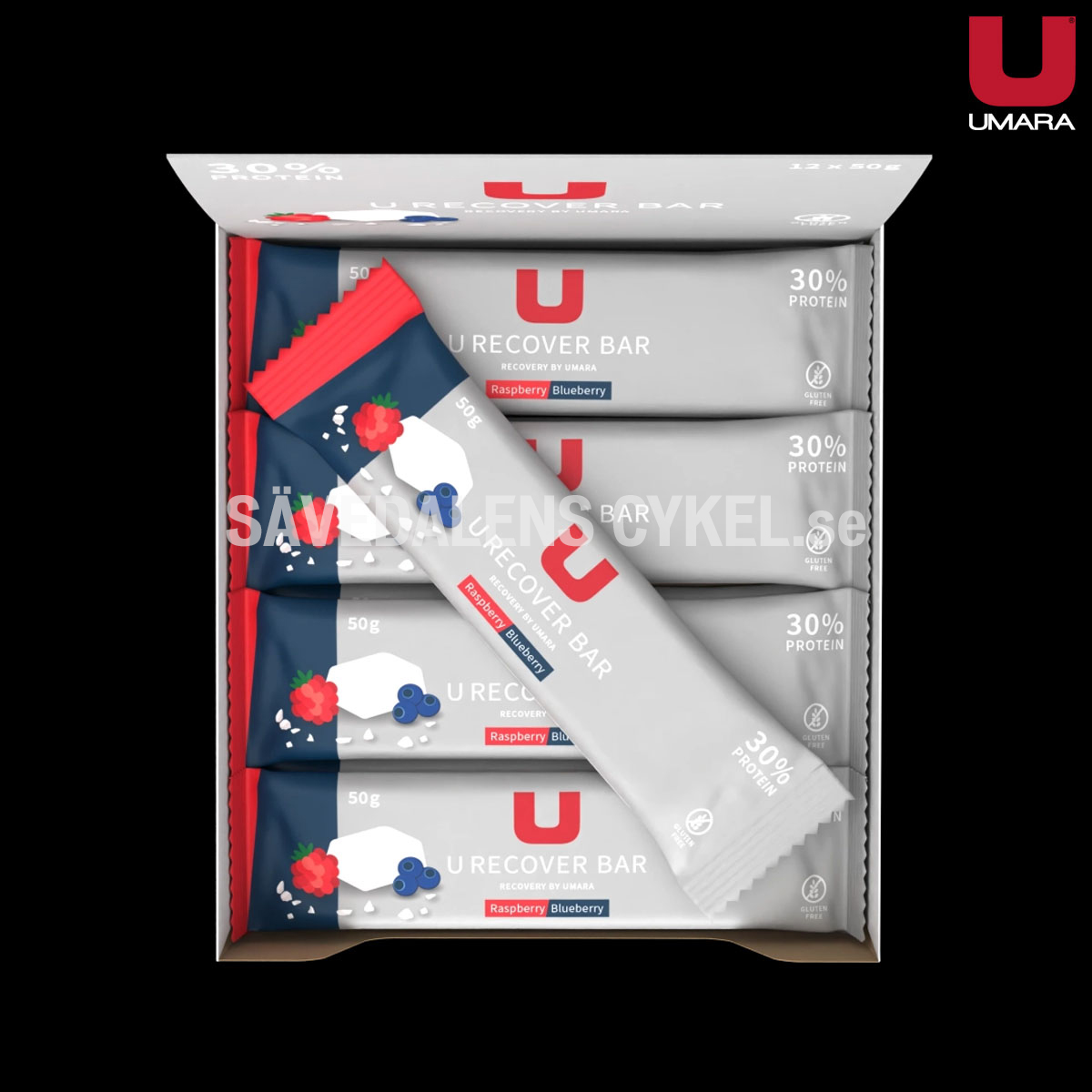 UMARA Recover Raspberry / Blueberry (50g) Proteinbar 12-PACK i gruppen ENERGITILLSKOTT hos Sävedalens Cykel - 1956 (U-31013)