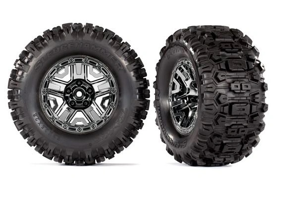 Traxxas Däck & Fälg Sledgehammer/Svart Krom 2.8 TSM (2)