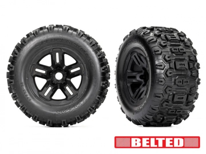 Traxxas Däck & Fälg Sledgehammer Förstärkta 3.8 Svart (17mm Hex) (2)