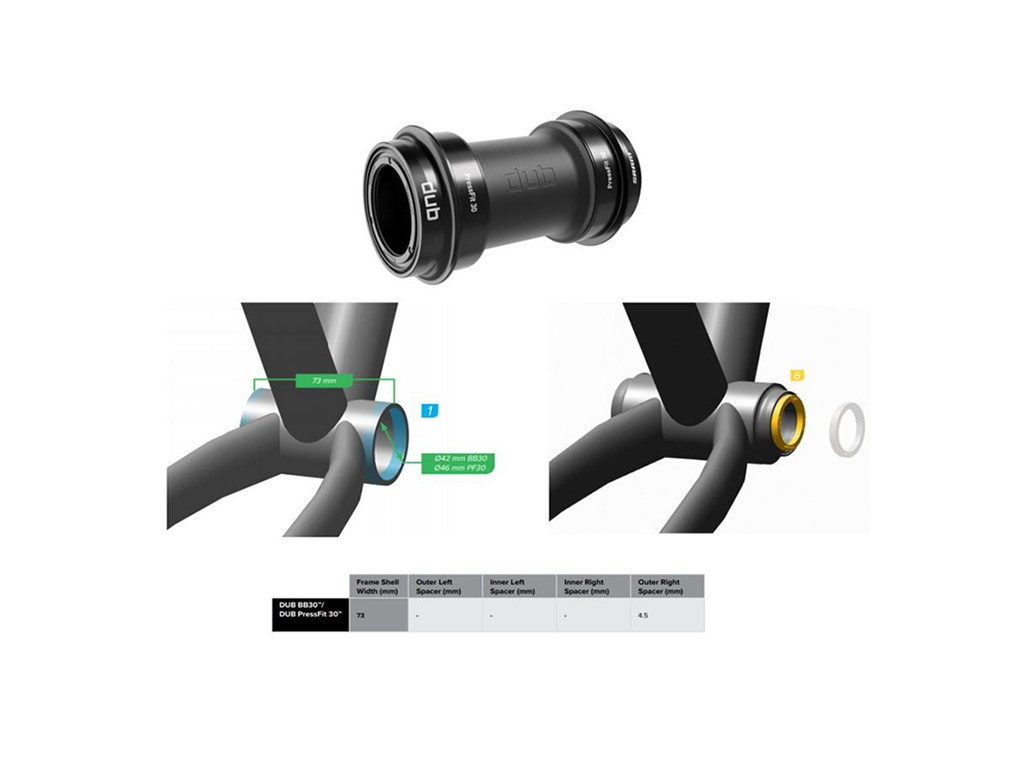 SRAM Vevlager DUB PressFit 30 68/73 46mm