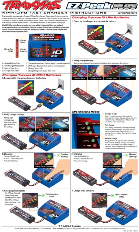 Traxxas Batteriladdare EZ-Peak Plus 4A NiMH/LiPo 2-3S Auto ID