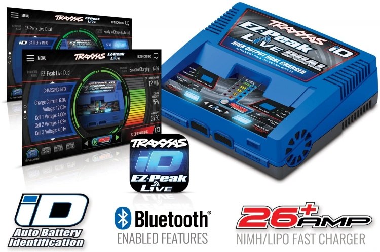 Traxxas Batteriladdare EZ-Peak Live Dual 26A NiMH/LiPo 2-4S Laddare Auto iD
