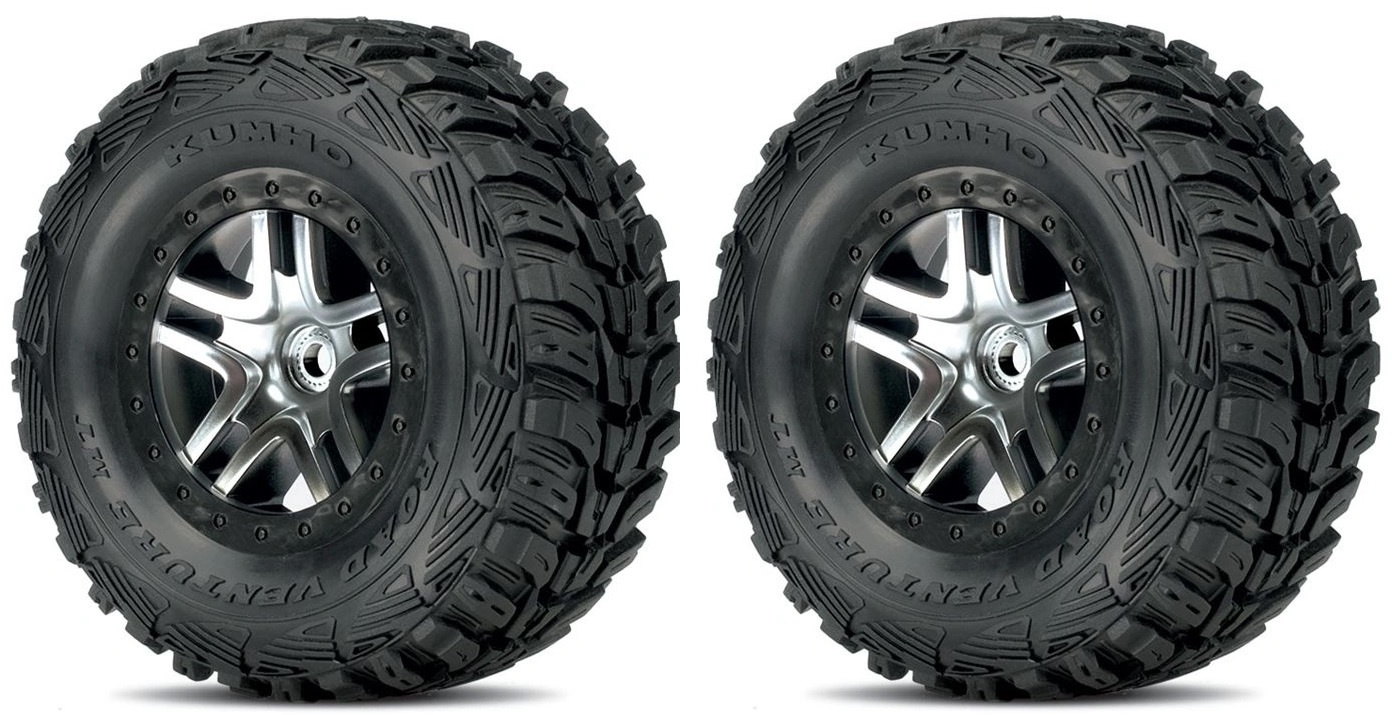 Traxxas Däck & Fälg Kumho/S-Spoke Krom-Svart 4WD/2WD Bak (2)
