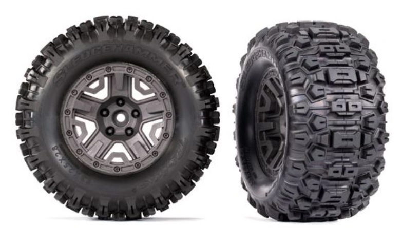 Traxxas Däck & Fälg Sledgehammer/ Grafitgrå 2.8 TSM (2)