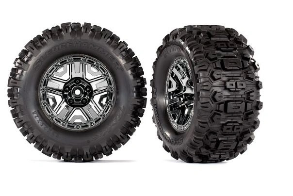 Traxxas Däck & Fälg Sledgehammer/Svart Krom 2.8 TSM (2)