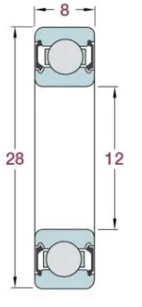 Maskinkullager 6001-2RS 12x28x8 mm