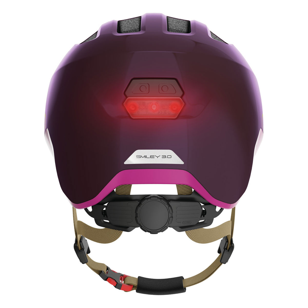 ABUS Hjälm Smiley 3.0 ACE LED Royal Purple - GRÖNT SPÄNNE