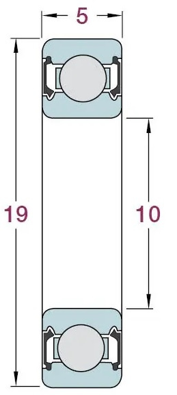 Maskinkullager 6800-2RS 10x19x5 mm