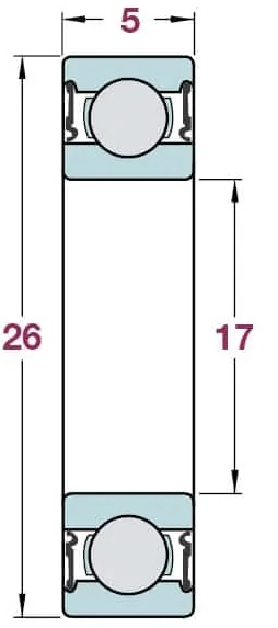 Maskinkullager 6803-2RS 17x26x5 mm