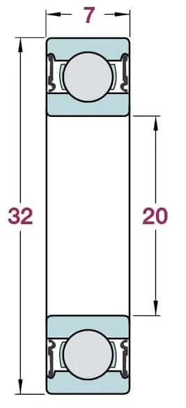 Maskinkullager 6804-2RS 20x32x7 mm