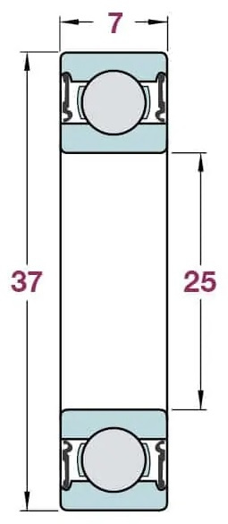 Maskinkullager 6805-2RS 25x37x7 mm
