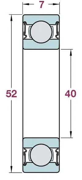 Maskinkullager 6808-2RS 52x40x7 mm