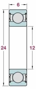 Maskinkullager 6902-2RS 15x28x7 mm