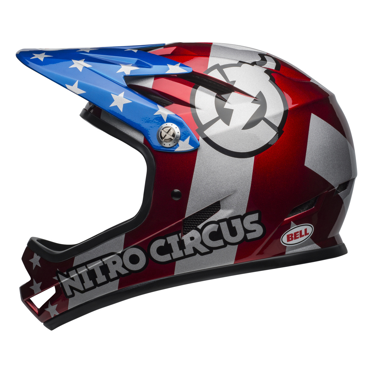 Full Face Nitro Circus Gloss Silver/Blue/Red