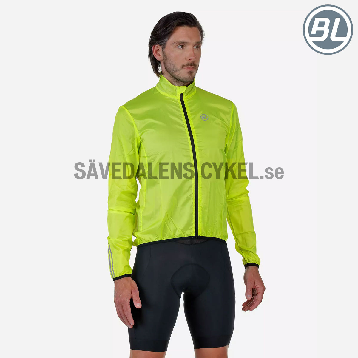 Men's windproof cycling jacket STELVIO Yellow fluo