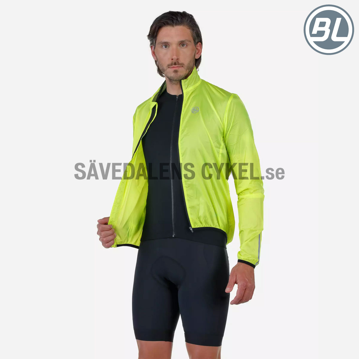 Men's windproof cycling jacket STELVIO Yellow fluo