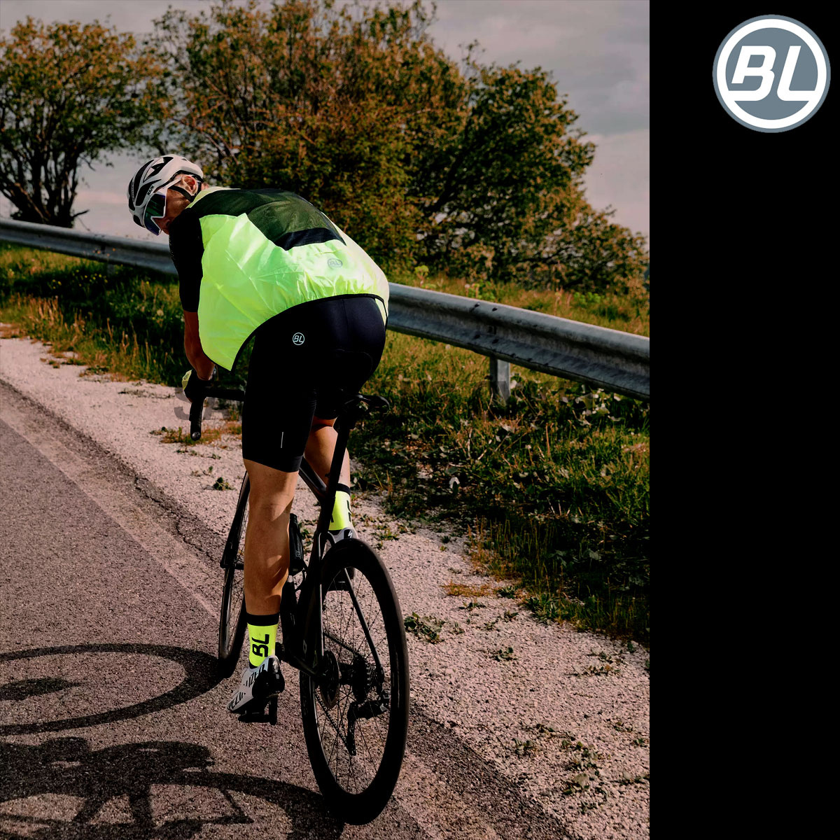 Men's windproof cycling vest STELVIO Yellow fluo