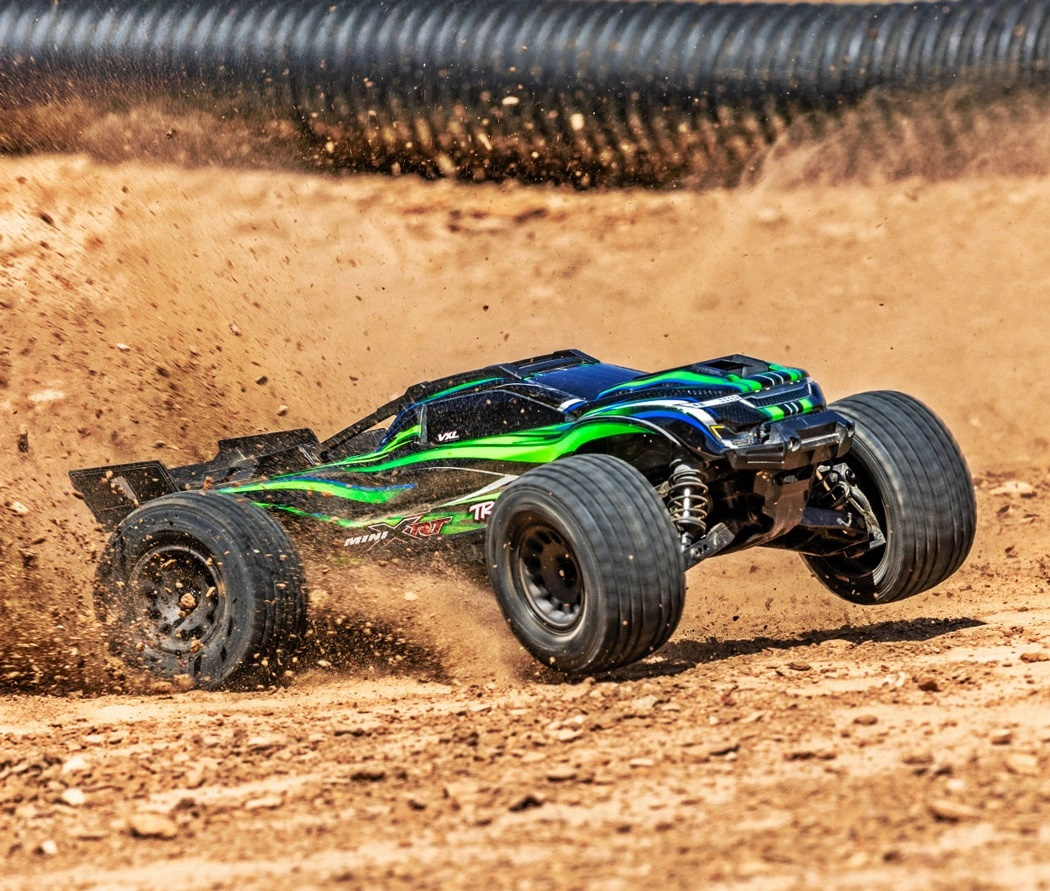 Traxxas Mini XRT RTR TQi VXL-3s Grön - USB-C Laddare / 2s LiPo DEMO Batteri 3S 2300mAh