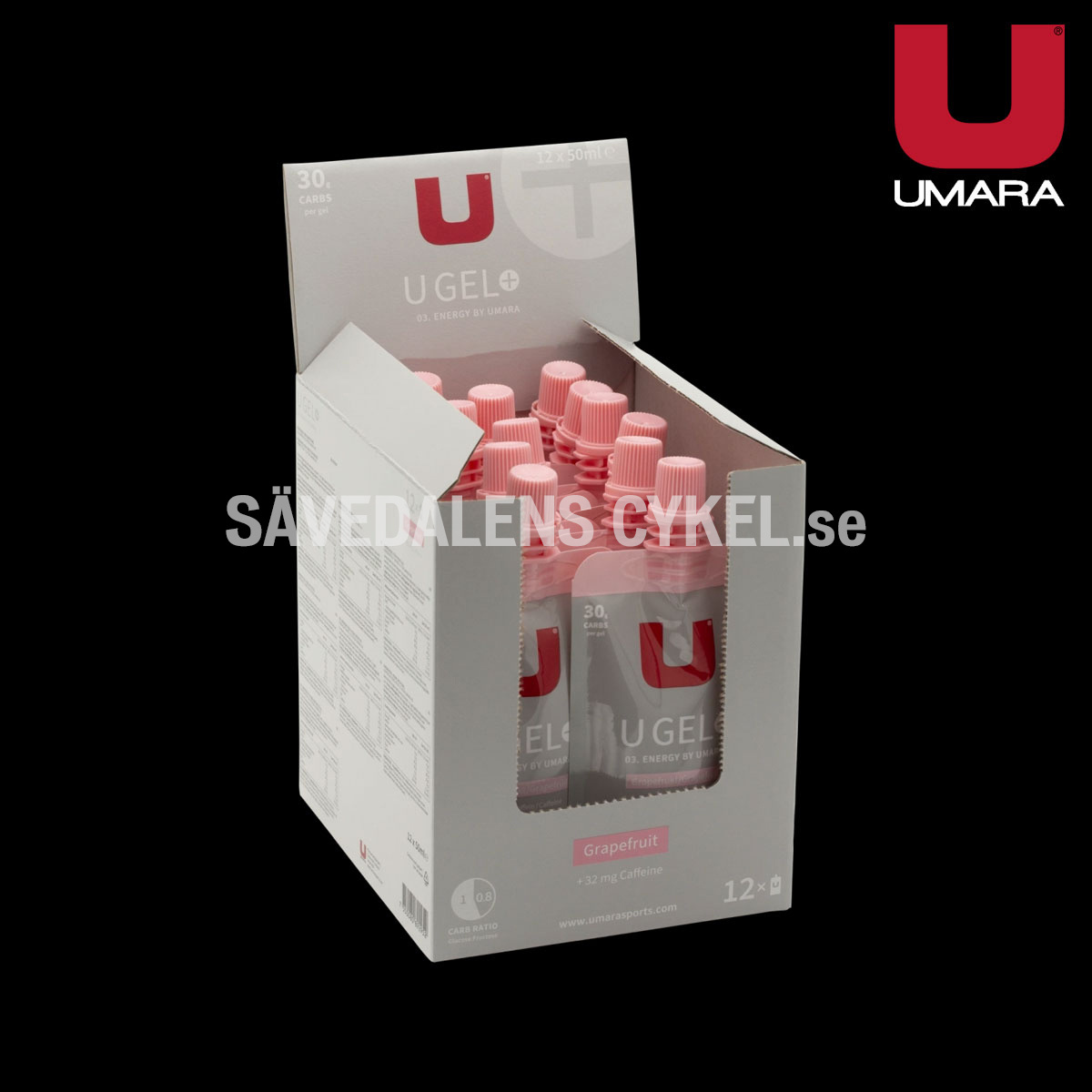 UMARA Gel Grape+koffein Skruvkork (30g Carbs) 12-PACK